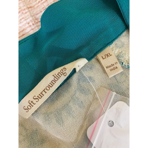 NWT Soft Surroundings Women's Teal Open Front Embellished Kimono - L/XL - Picture 4 of 12